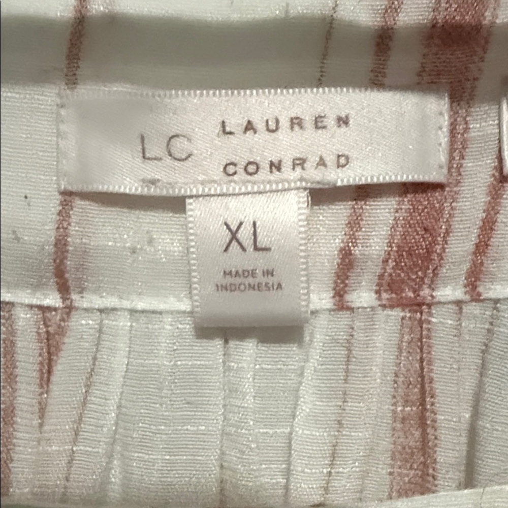 LC Lauren Conrad Striped Square-Neck Blouse | XL | Pink & Cream Boho Top - Picture 2 of 11
